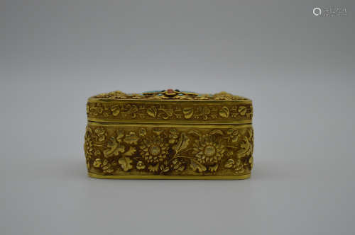 Chinese Silver Gold Gilded Jewelry Box