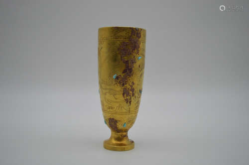 Chinese Silver Gold Gilded Cup