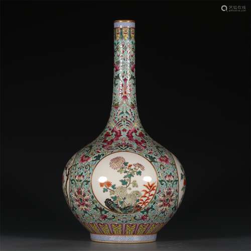 A Chinese Famille-Rose Porcelain Vase