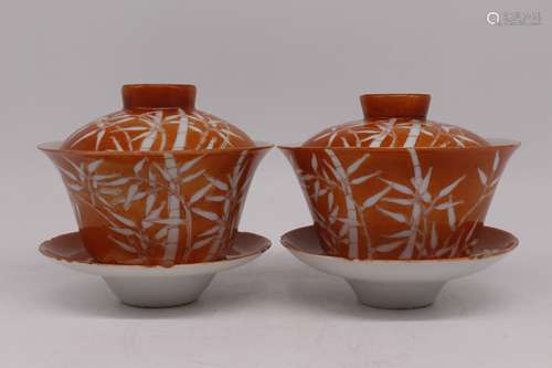 A Pair of Chinese Porcelain Bowls with Cover