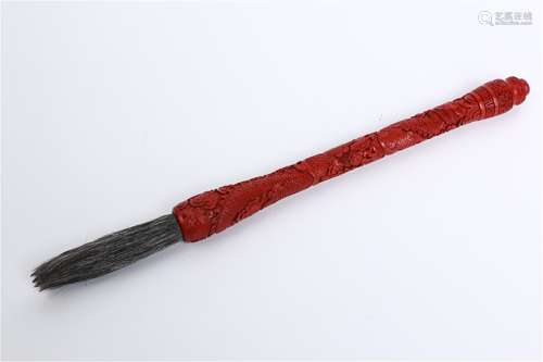 A Chinese Carved Tixi Lacquer Brush