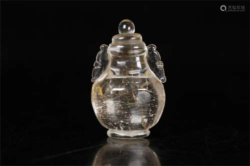 A Chinese Carved Rutilated Quartz Snuff Bottle