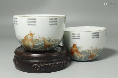 A Pair of Chinese Famille-Rose Porcelain Cups