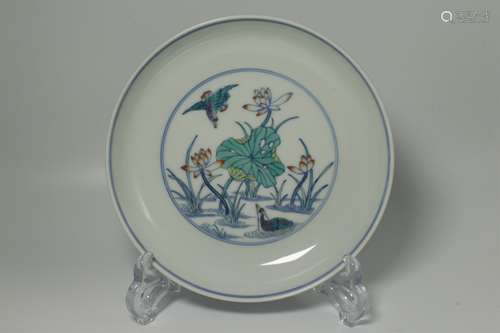 A Chinese Dou-Cai Glazed Porcelain Plate