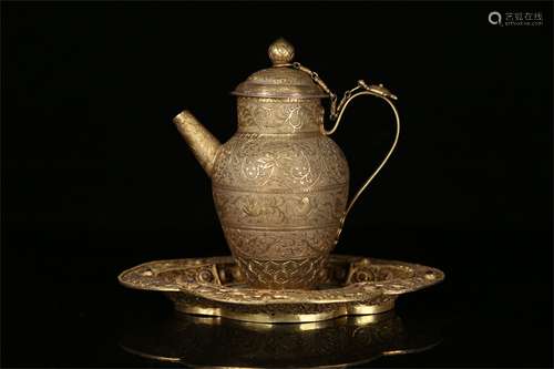 A Chinese Gilt Silver Wine Pot