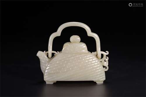 A Chinese Carved Jade Teapot