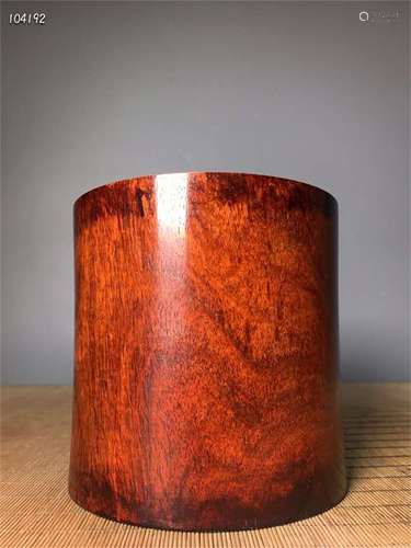 A Chinese Carved Hardwood Brush Pot