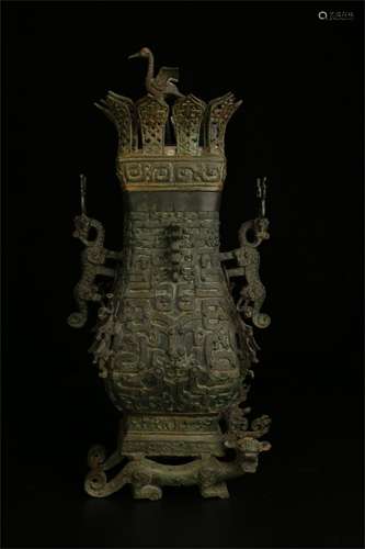 A Chinese Bronze Wine Pot