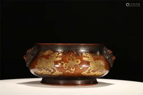 A Chinese Gilt Bronze Incense Burner