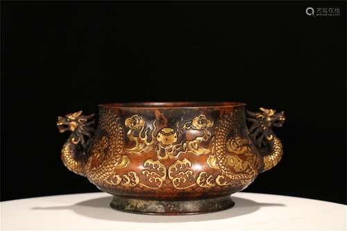 A Chinese Gilt Bronze Incense Burner