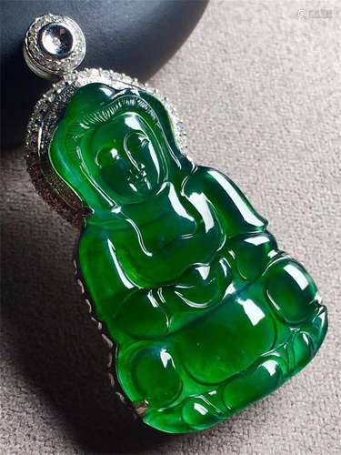 A Chinese Carved Jadeite Pendant (W/O Chain)