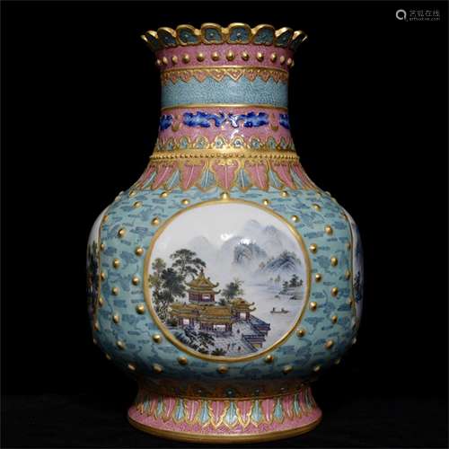 A Chinese Famille-Rose Porcelain Vase