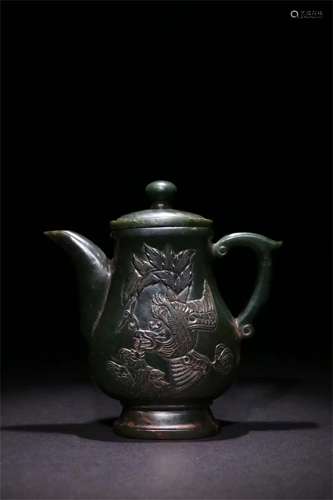 A Chinese Carved Jade Wine Pot