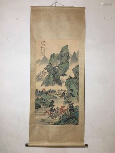 A Chinese Scroll Painting, He Xiangning Mark