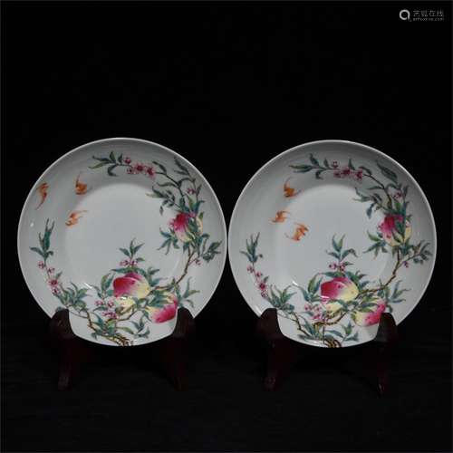 A Pair of Chinese Famille-Rose Porcelain Plates