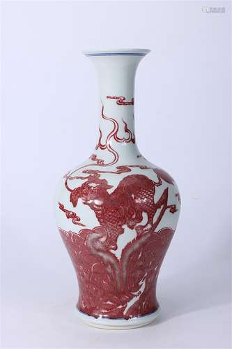 A Chinese Iron-Red Glazed Porcelain Vase