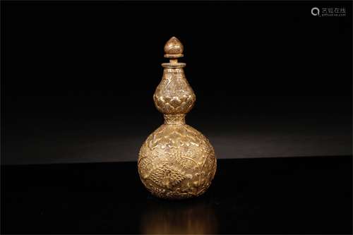 A Chinese Gilt Silver Double Gourd Vase