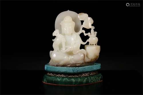 A Chinese Carved Jade Figure of Buddha