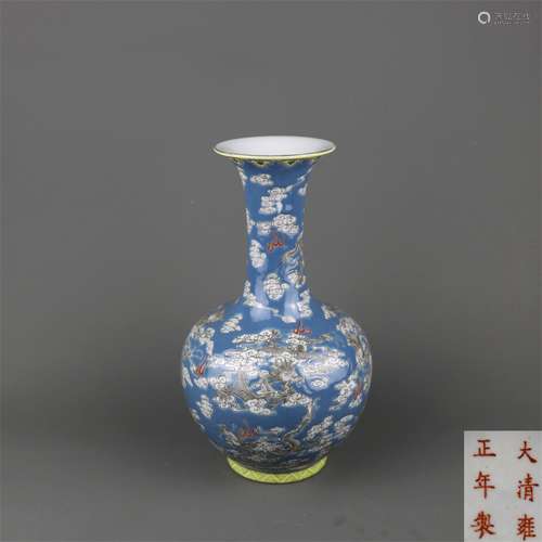 A Chinese Blue Ground Porcelain Vase