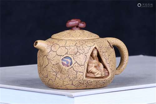 A Chinese Carved Yixing Clay Teapot