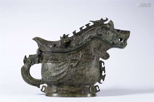 A Chinese Bronze Wine Pot