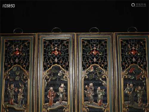 A Set of Four Chinese Carved Hardwood Hanging Screens