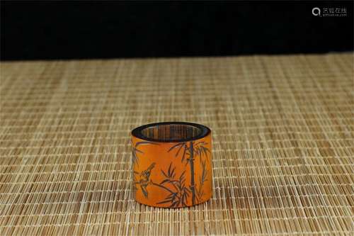 A Chinese Carved Wood Thumb Ring