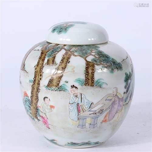 A Chinese Famille-Rose Porcelain Jar with Cover