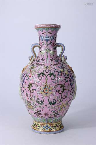 A Chinese Pink Ground Porcelain Vase