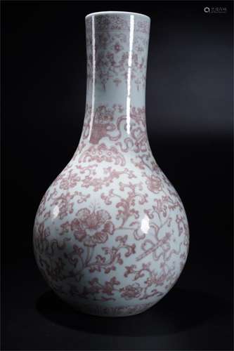 A Chinese Iron-Red Glazed Porcelain Vase