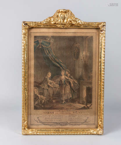 France Antique Lithograph & Frame