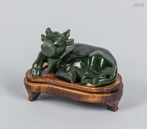 Chinese Export Carved Jade Buffalo
