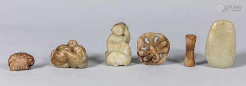 Set of Chinese Carved Jade Toggles