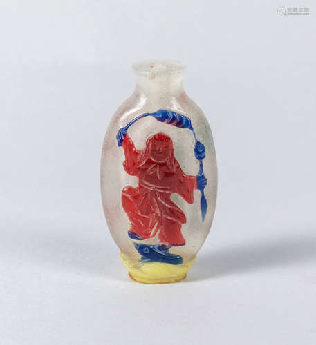 Antique Chinese Overlay Glass Snuff  Bottle