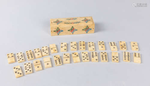 Japanese Antique Bone Carved Game Cards