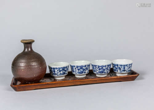 Set 19th Japanese Porcelain Wine Wares