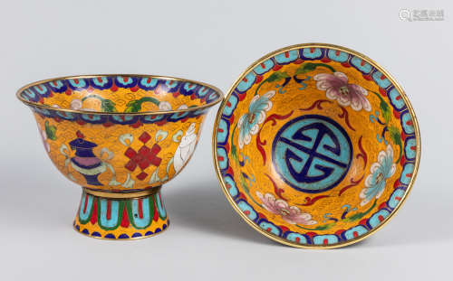 Pairs of Chinese Export Cloisonné Stem Cups