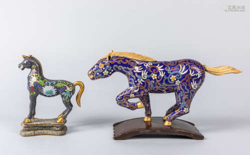 Set of Chinese Export Cloisonné Horses