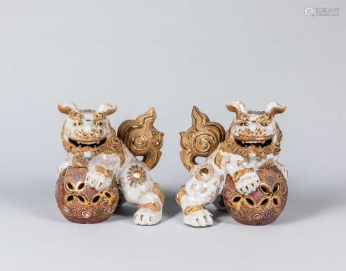 Antique Japanese Satsuma Porcelain Foo Dog
