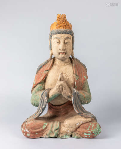 Tall Ming Style Chinese Old Carved Buddha