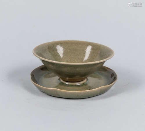 Korean Celadon Glazed Porcelain Tea Cup,1900-1940
