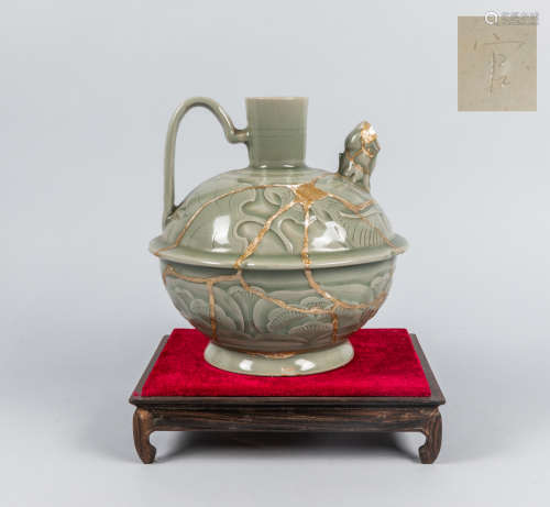 Repaired Chinese Celadon Glazed Porcelain Pot
