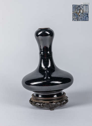 Chinese Antique Black Glazed Porcelain Vase