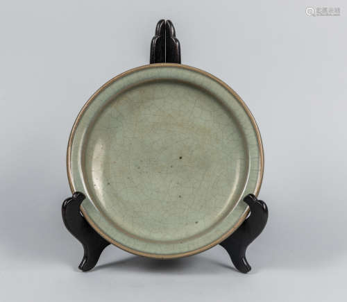 Chinese Old Jun Glazed Porcelain Plate with Stand