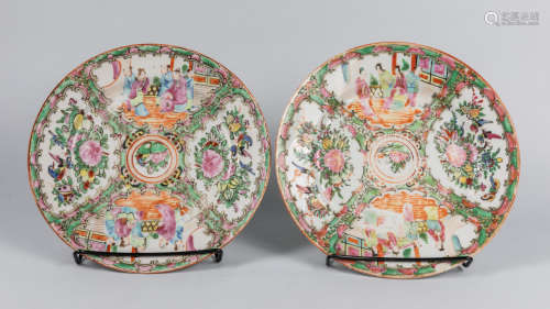 Pairs of Chinese Export Rose Famille Porcelain Plates
