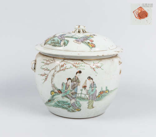 Large Chinese Antique Rose famille Porcelain Jar