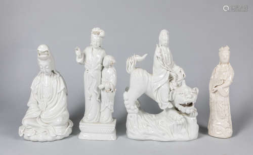 Group of Chinese Dehua White Glazed Porcelain Figures