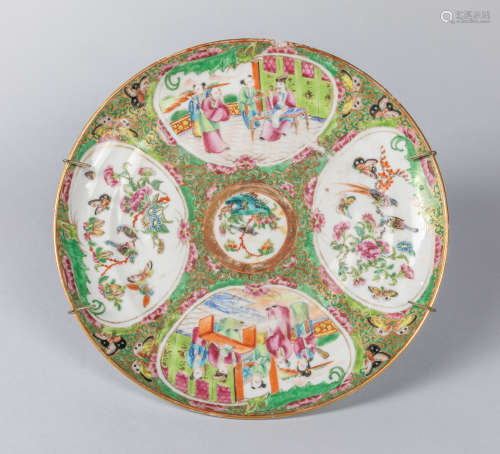 19th Chinese Antique Rose Famille Porcelain Plate