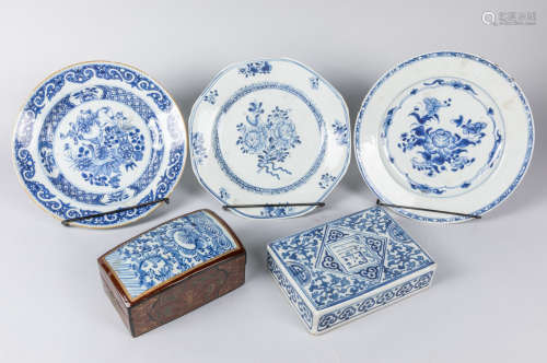 Group of Chinese Antique Porcelain Plates & Box
