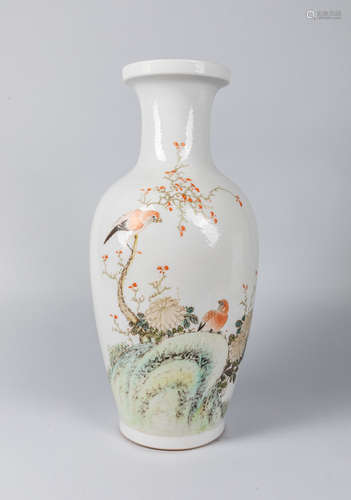 Tall Chinese Rose Famille Porcelain Vase